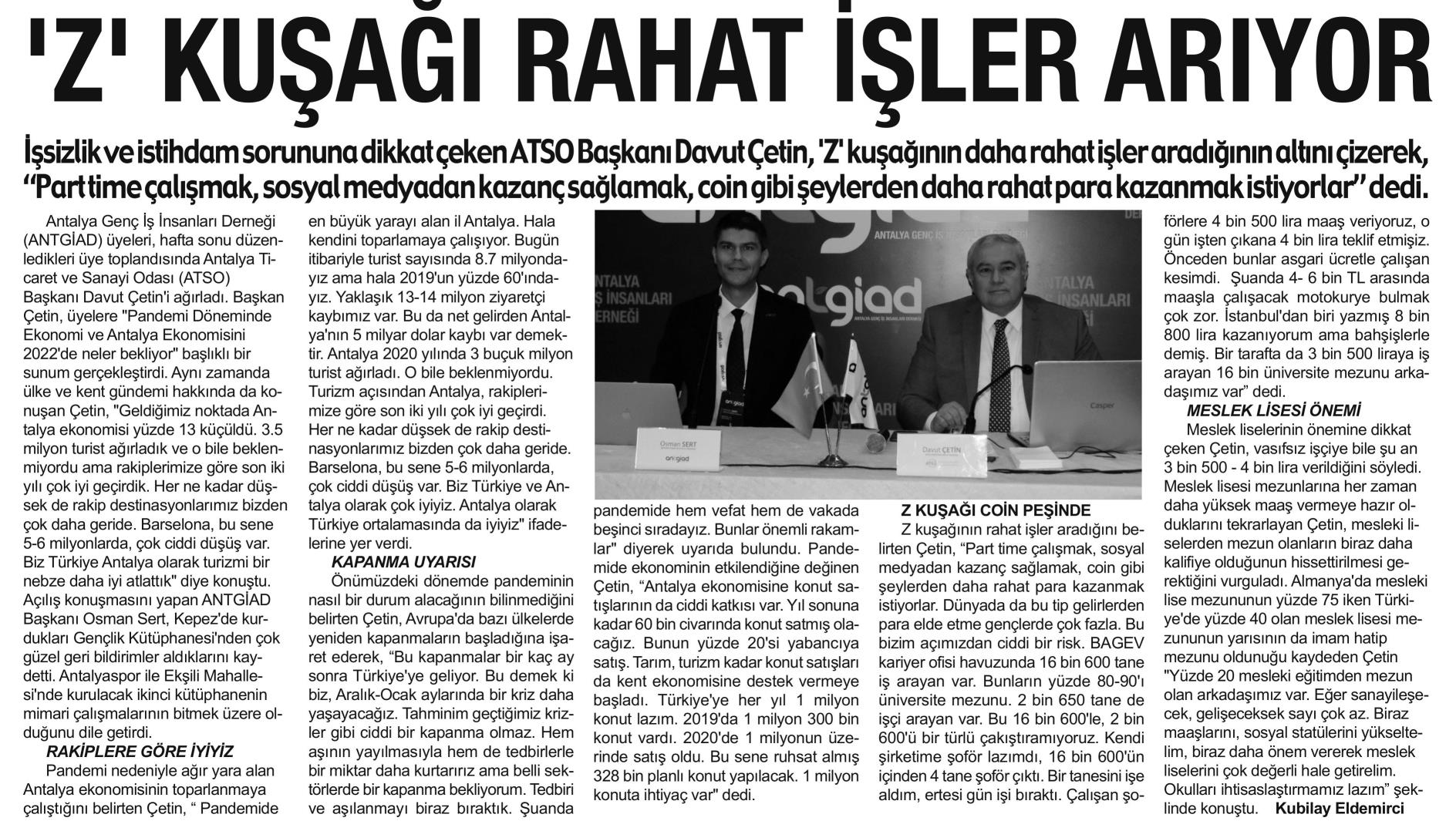 ANTGİAD’IN KONUĞU DAVUT ÇETİN OLDU