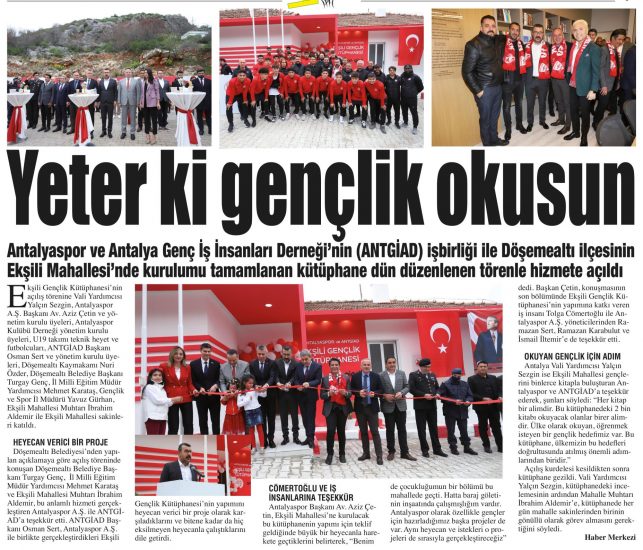 ANTGIAD ve Antalyaspor işbirliği ile Ekşili Gençlik Kütüphanesi açıldı