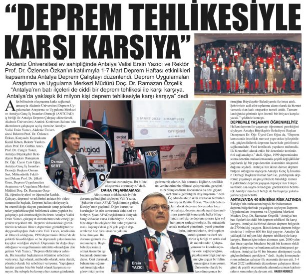 ANTALYA DEPREM ÇALIŞTAYI