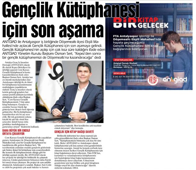 ANTGİAD İLE ANTALYASPOR’DAN DÖŞEMEALTI’NA KÜTÜPHANE