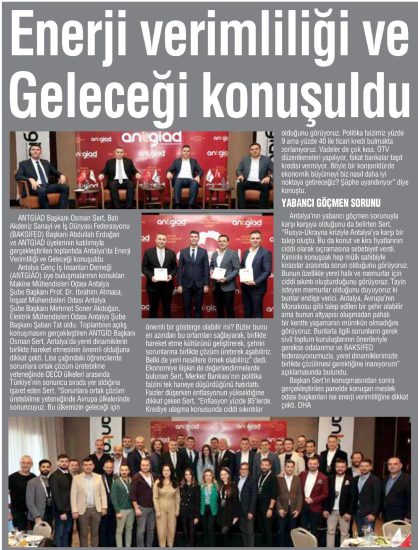 ANTGİAD, ANTALYA’DA ENERJİ VERİMLİLİĞİ VE GELECEĞİ’Nİ KONUŞTU.