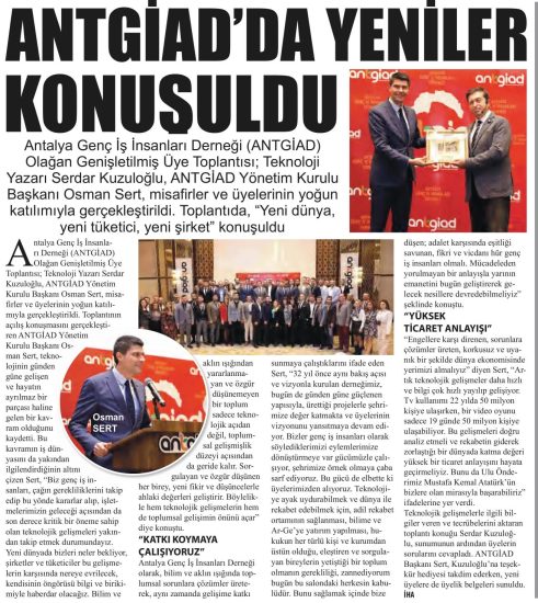 ANTGİAD BAŞKANI SERT: DÜNYA EKONOMİSİNDE YERİMİZİ ALMALIYIZ