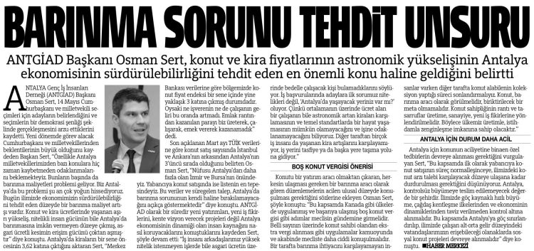 BARINMA SORUNU ANTALYA EKONOMİSİNİ TEHDİT EDİYOR