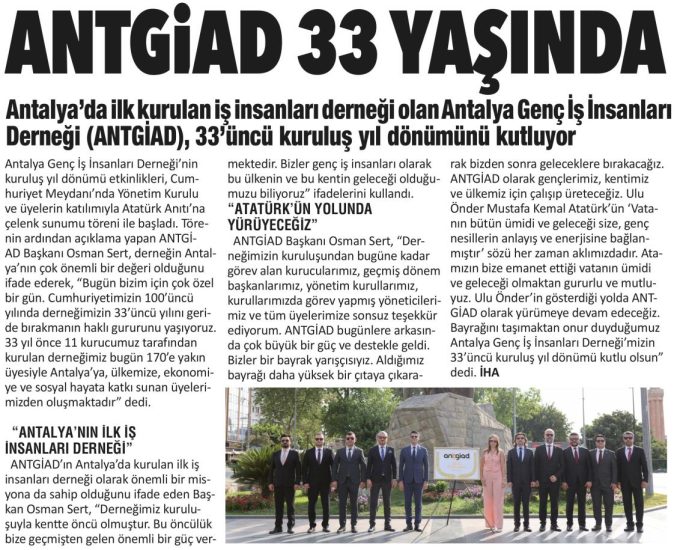 ANTGİAD 33. KURULUŞ YIL DÖNÜMÜNÜ KUTLUYOR