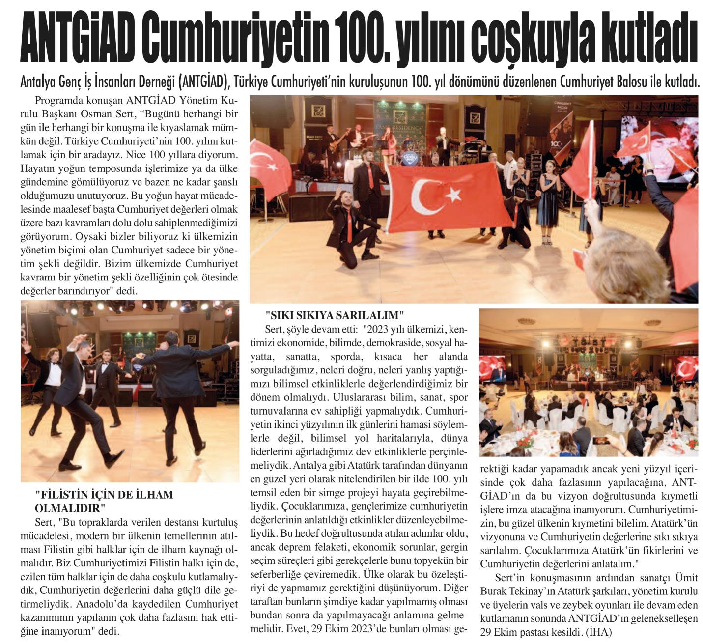 ANTGİAD CUMHURİYET’İN 100. YILINI COŞKUYLA KUTLADI
