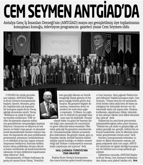 ANTGİAD, CEM SEYMEN İLE “AKIL ÇAĞINDA TÜRKİYE’NİN YENİ HİKAYESİ”Nİ KONUŞTU