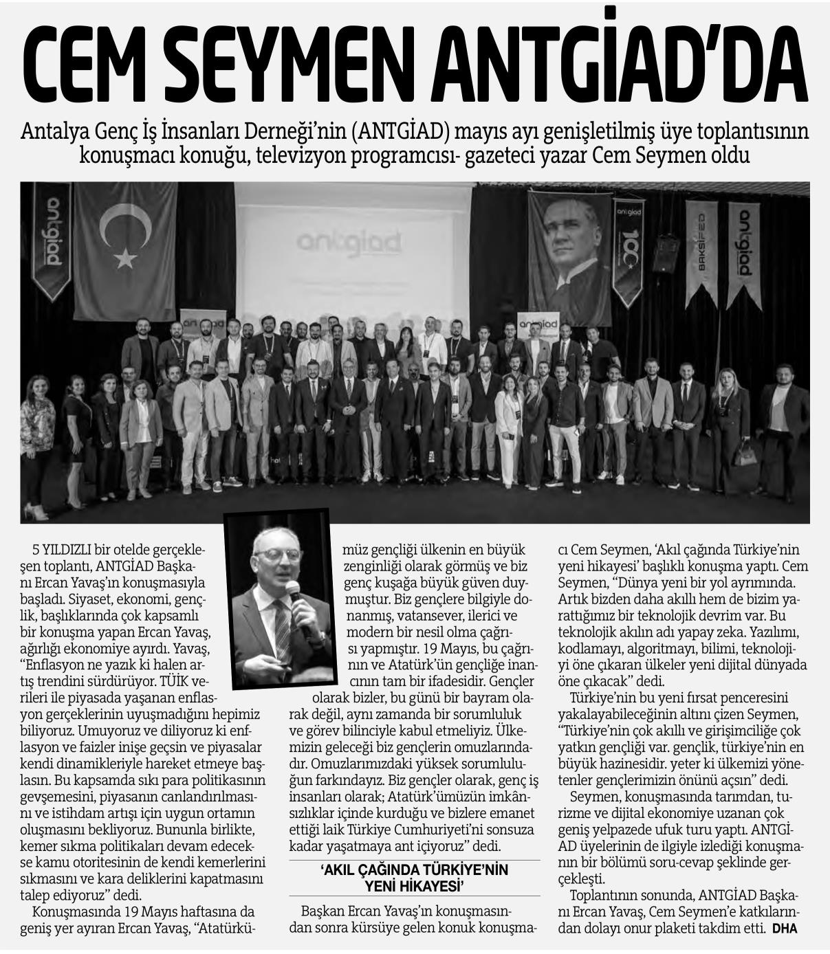 ANTGİAD, CEM SEYMEN İLE “AKIL ÇAĞINDA TÜRKİYE’NİN YENİ HİKAYESİ”Nİ KONUŞTU