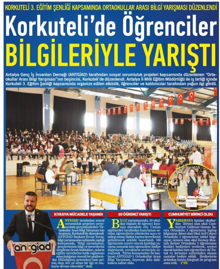 ANTGİAD GELENEKSEL ORTAOKULLAR ARASI BİLGİ YARIŞMASI DÜZENLEDİ
