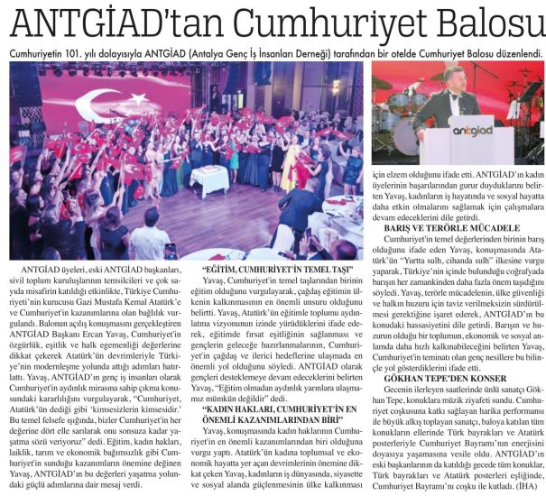 ANTGİAD’IN CUMHURİVET BALOSUNDA BÜYÜK COŞKU