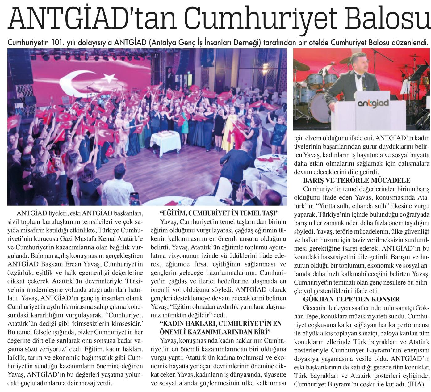 ANTGİAD’IN CUMHURİVET BALOSUNDA BÜYÜK COŞKU