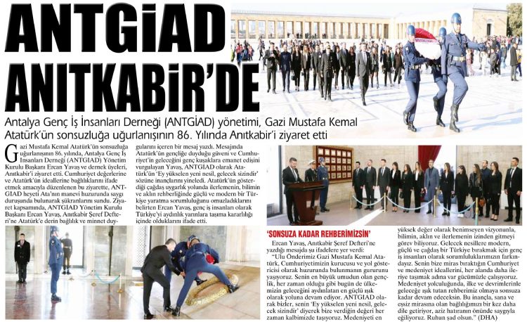 ANTGİAD ÜYELERİ, ATATÜRK’ÜN 86. ÖLÜM YIL DNÜMÜNDE ANITKABİR’DE