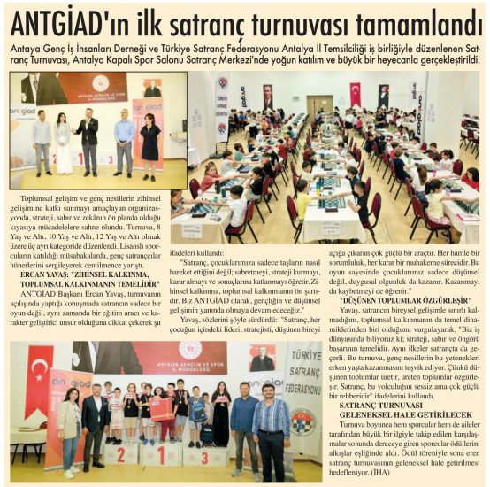 ANTGİAD’DAN ÖDÜLLÜ SATRANÇ TURNUVASI