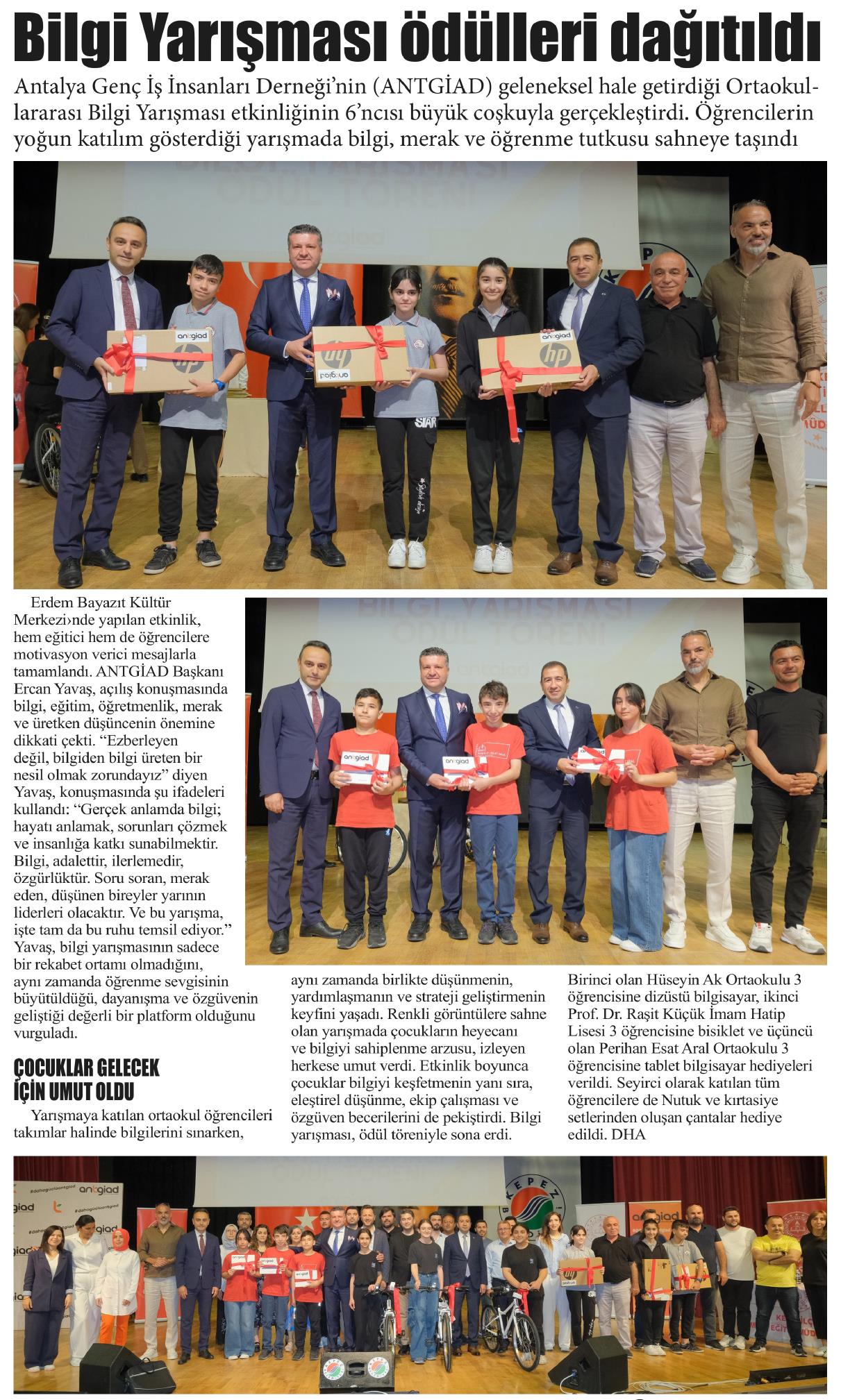 BİLGİ YARIŞMASIYLA EĞİTİME GÜÇLÜ DESTEK