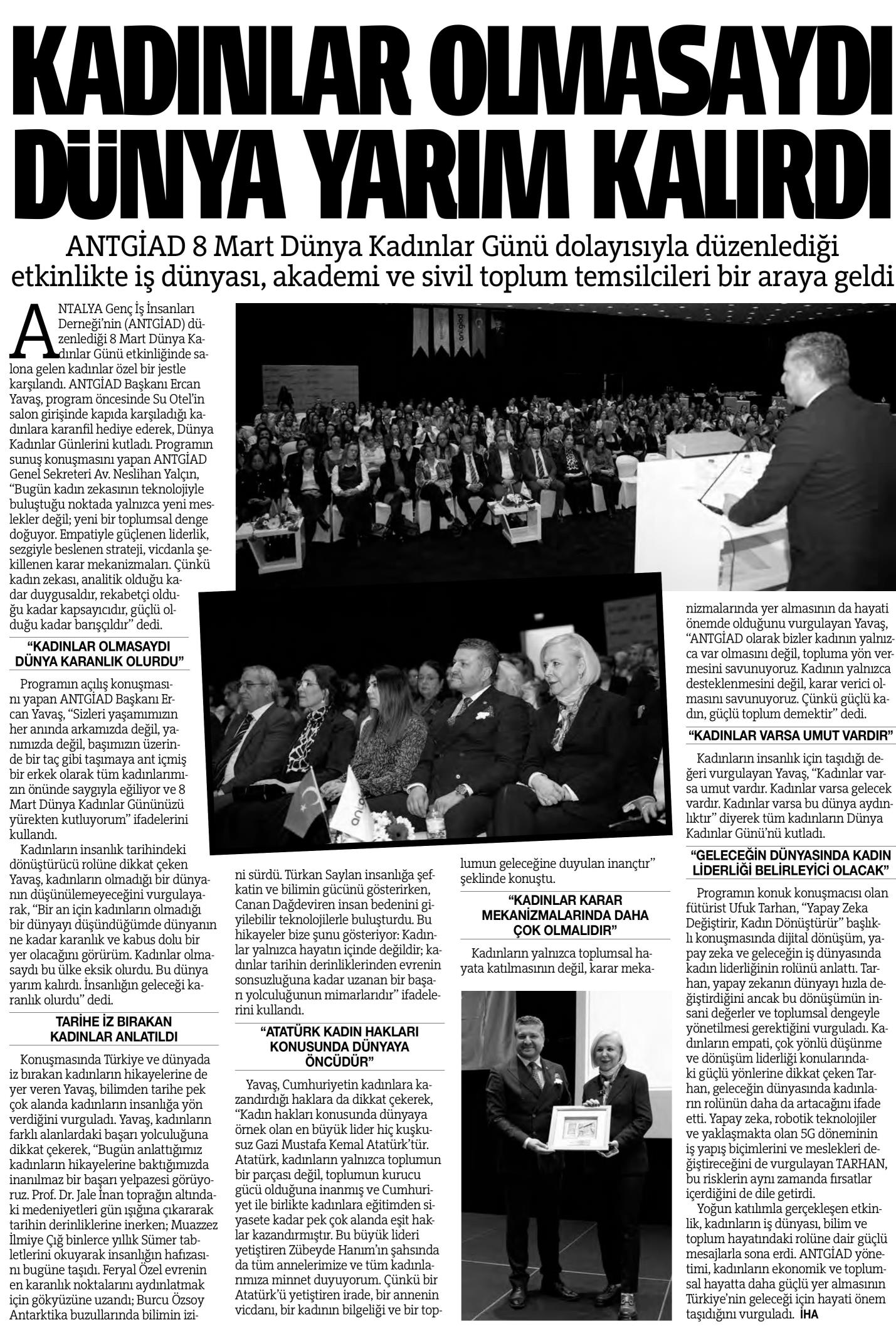 UFUK TARHAN: “GELECEĞİN DÜNYASINDA KADIN LİDERLİĞİ BELİRLEYİCİ OLACAK”